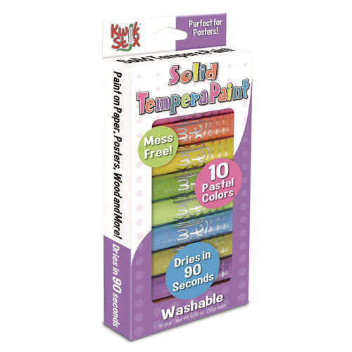 Kwik Stix Tempera Paint Set, 10 Assorted Pastel Colors, 10/set, 12 Sets/carton