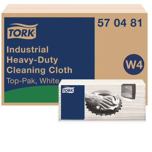 Industrial Heavy-duty Cleaning Cloth, 1-ply, 13.97 X, 4.25, Unscented, White, 60 Cloths, 4/carton