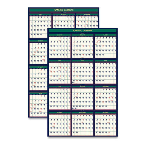 Recycled Four Seasons Reversible Business/academic Wall Calendar, 24 X 37, 2020-2021