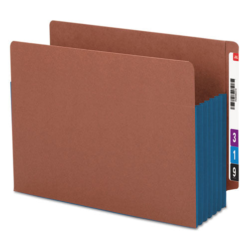 Redrope Drop-front End Tab File Pockets W/ Fully Lined Colored Gussets, 5.25" Expansion, Letter Size, Redrope/blue, 10/box